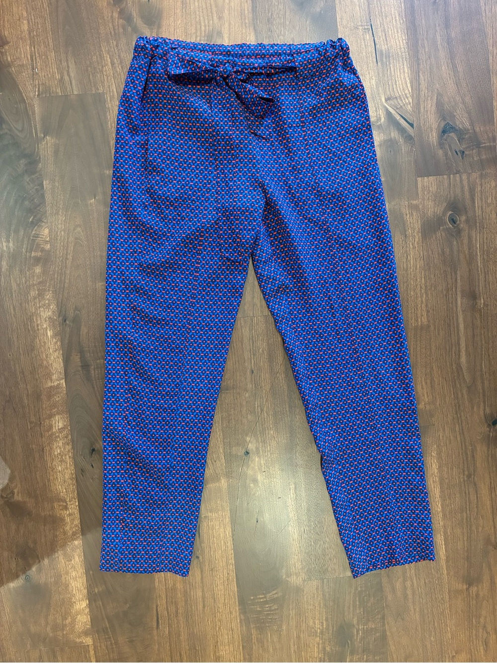 Tory Burch Blue and Red Geometric Print Pants